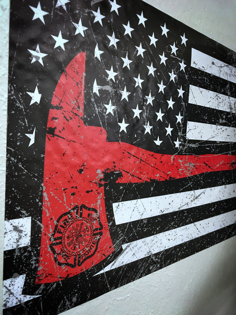 American Firefighter Red Axe Flag - Wall Decal
