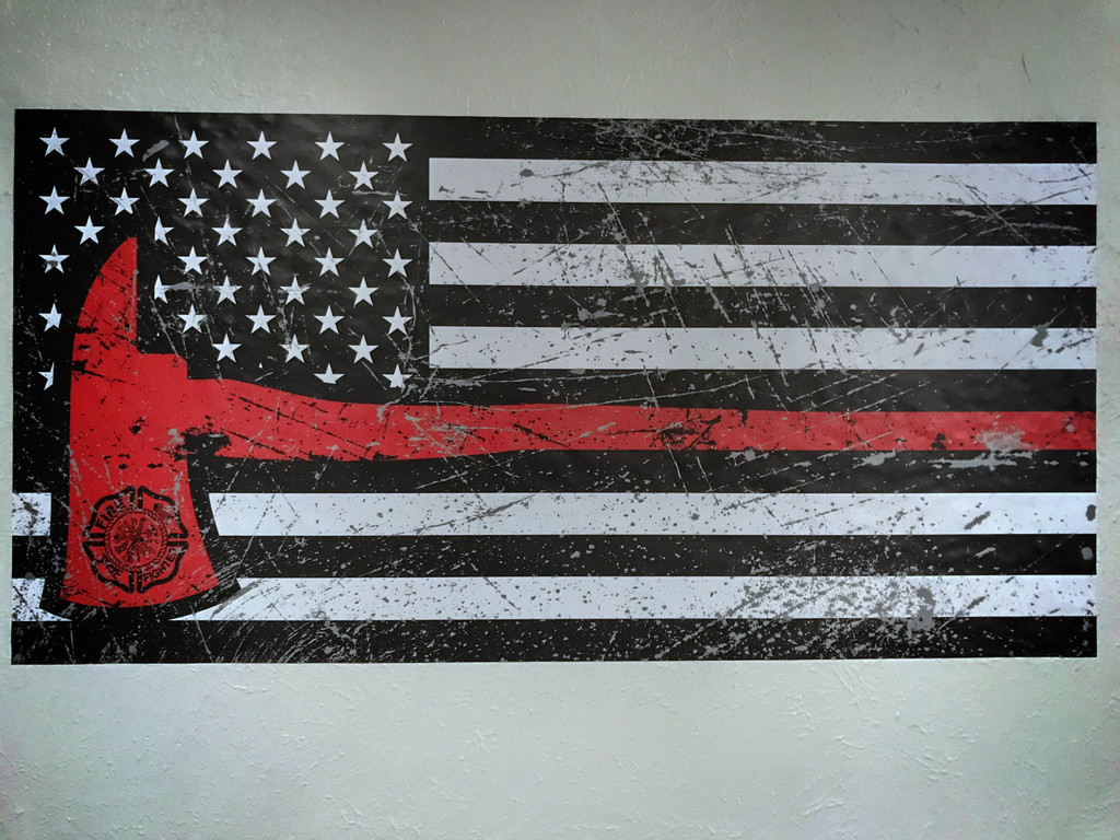 American Firefighter Red Axe Flag - Wall Decal