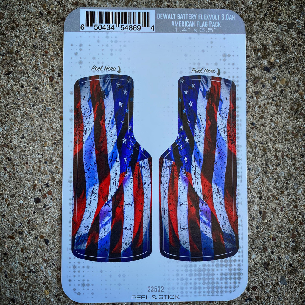American Flag Stickers for Dewalt Flexvolt 60v 6 amp battery pack