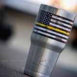 American Flag with rustic yellow stripe