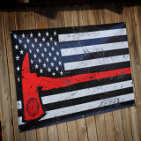 American Flag Firefighter Thin Red Line Axe - Banner