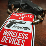 Protected By High Speed Wireless Devices - Sticker
