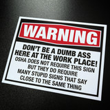 Warning Don't Be A Dumb Ass OSHA - Sticker
