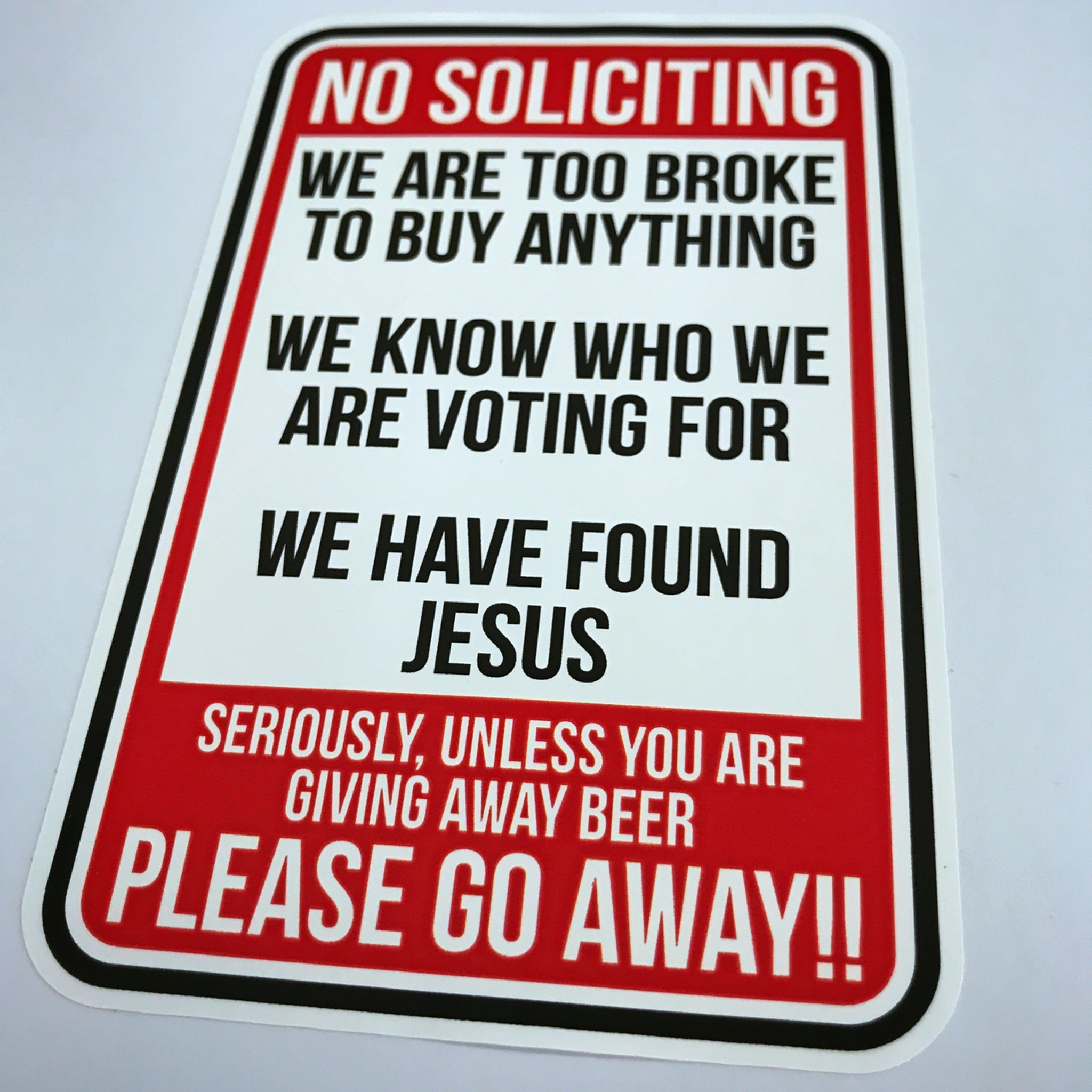 no soliciting funny sticker