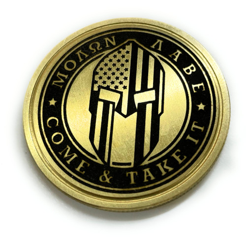Molon Labe I Support The Second Amendment Brass Coin - Laser Engraved
