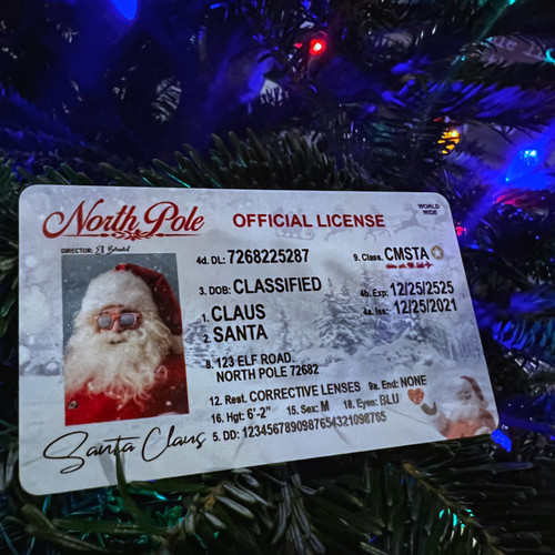 Santa Claus Driver License- Plastic Cards (5 pack)