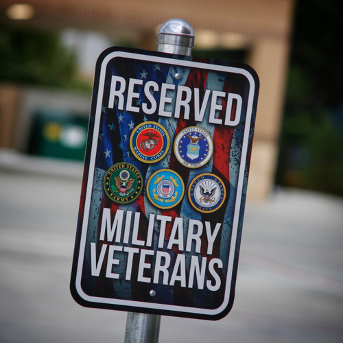 Reserved Military Veterans Parking 12 x 18 - Metal Sign
