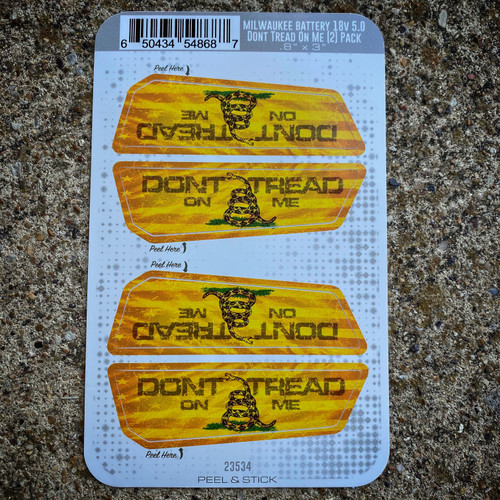 Don't Tread On Me Stickers for Milwaukee M18 Battery (2 pack) 