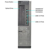 Dell Optiplex 7010 Quad Core i7 DT Windows 7 Pro Computer Front Ports
