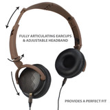 GoGroove AudioLUX WD Natural Wood Over Ear Headphones