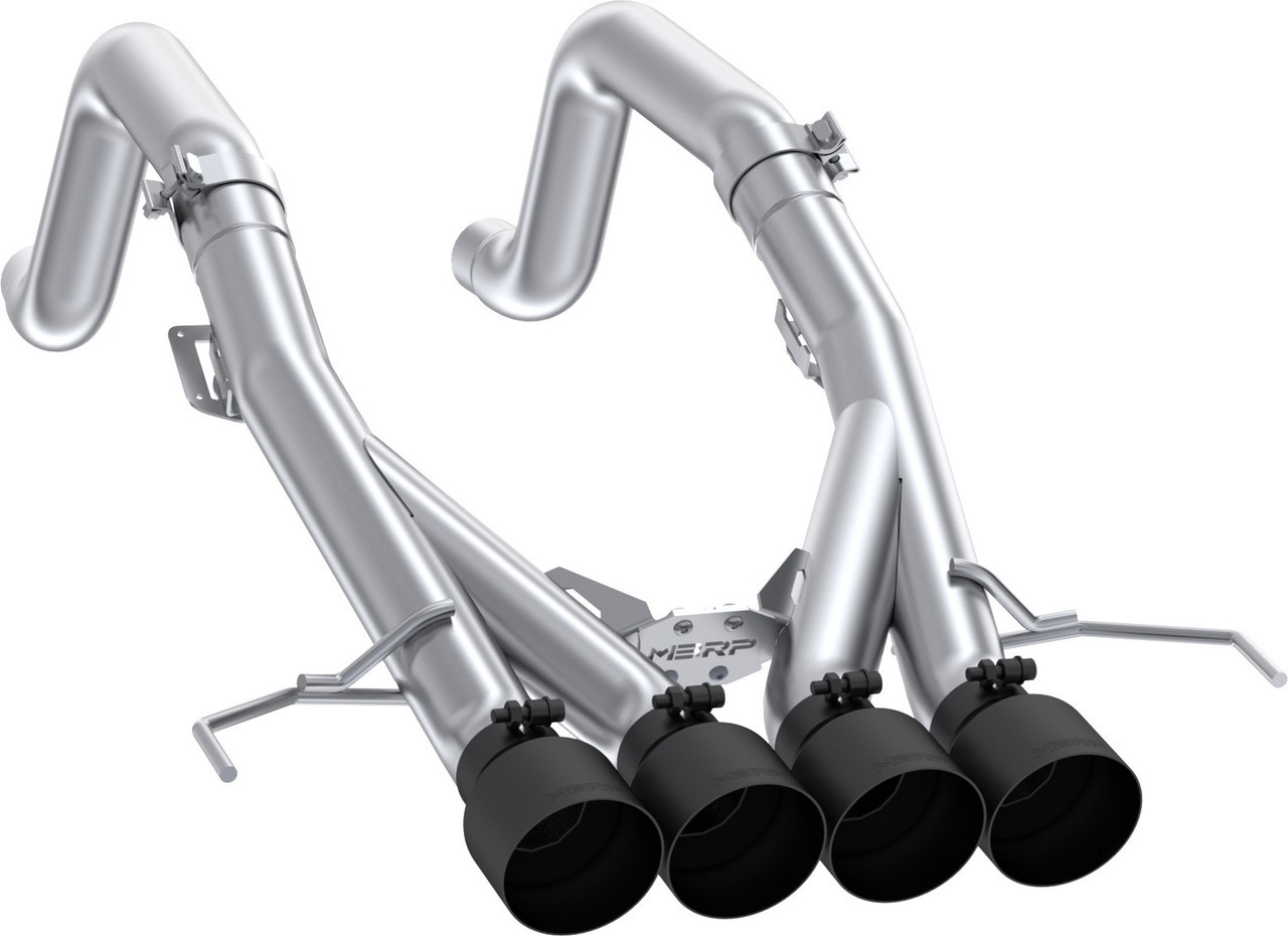 MBRP 14-19 Corvette 6.2L 3in Axle-Back Muffler Bypass Quad Exit Black Tips - S7008304BT