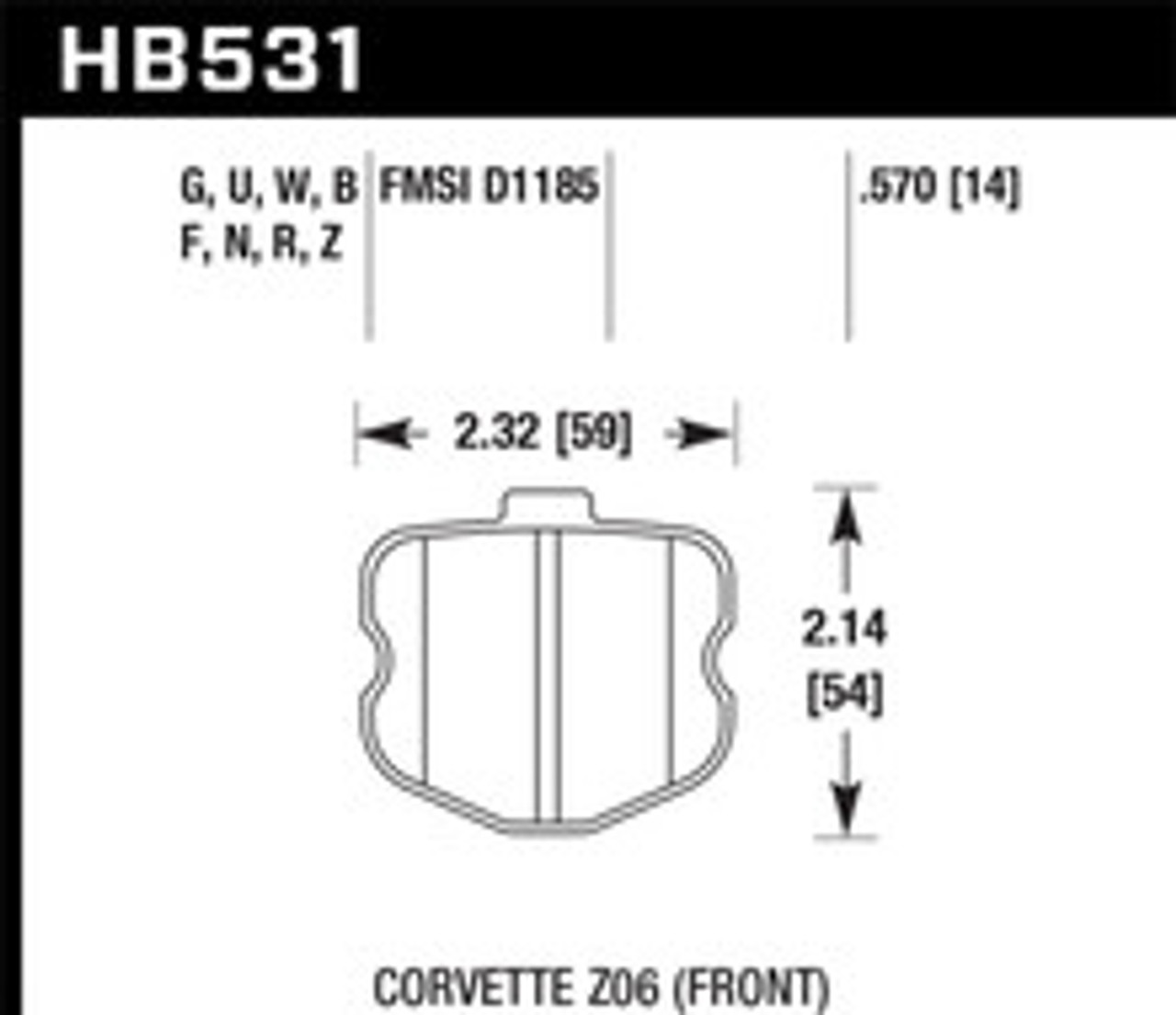 Hawk 06-10  Corvette (OEM Pad Design) Front HP+ Sreet Brake Pads - HB531N.570