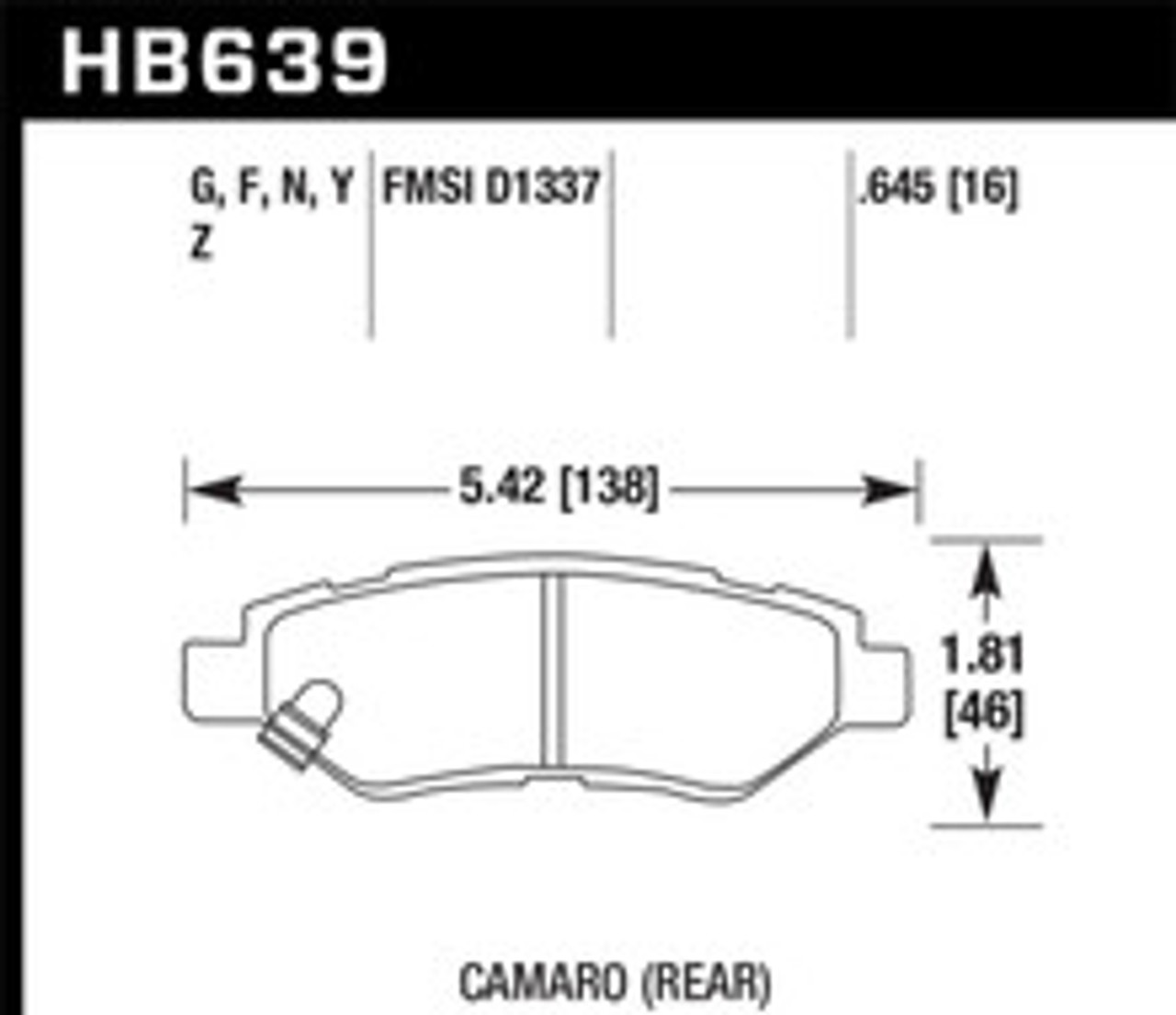 Hawk 10-15 Chevrolet Camaro 3.6L / 08-14 Cadillac CTS (w/JE5/J55 Brakes) DTC-60 Race Rear Brake Pads - HB639G.645