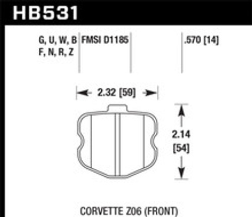 Hawk 06-10  Corvette (OEM Pad Design) Front HP+ Sreet Brake Pads - HB531N.570