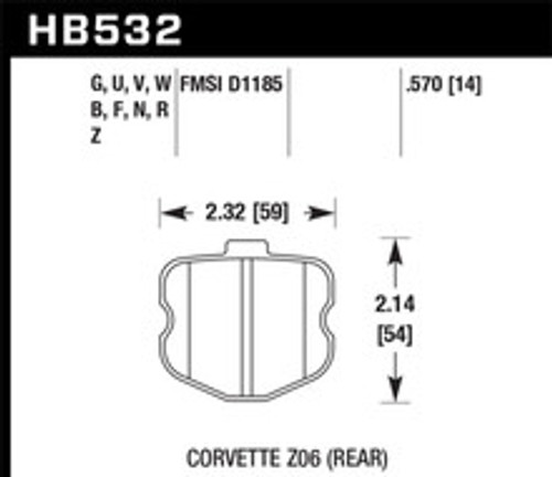 Hawk 06-10 Chevy Corvette (OEM Pad Design) Rear Performance Ceramic Sreet Brake Pads - HB532Z.570