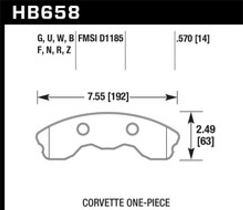 Hawk 06-13 Chevy Corvette (Improved Pad Design) Front Ceramic Sreet Brake Pads - HB658Z.570