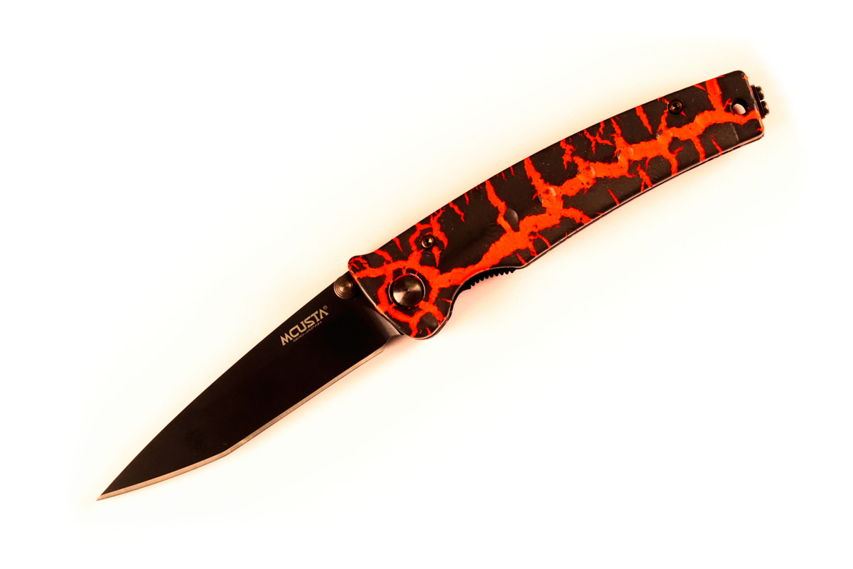 Mcusta MC-4BC-D11 Limited Edition Katana VG-10 Core San Mai Orange/black finished Aluminum 4.25" Folding knife