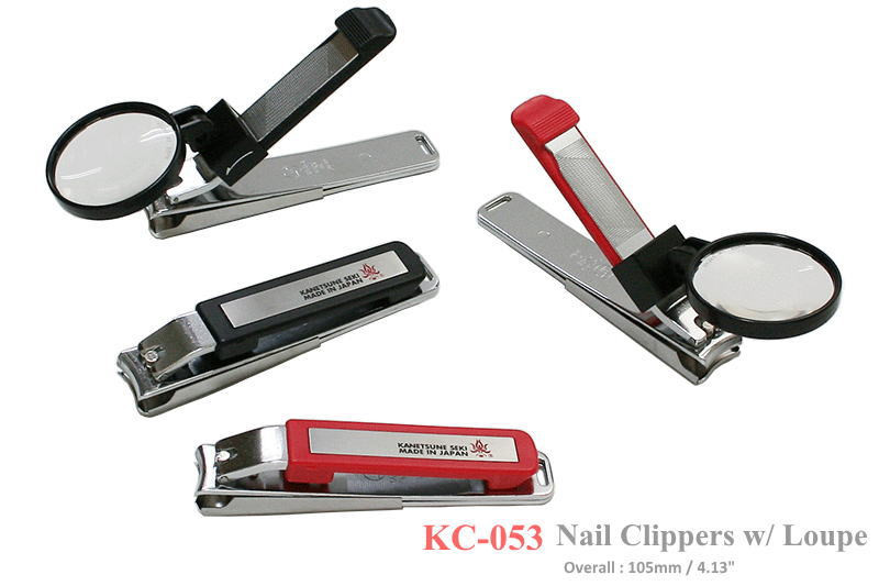 Kanetsune KC-053 Stainless Steel 105mm Black Nail Clippers with Loupe