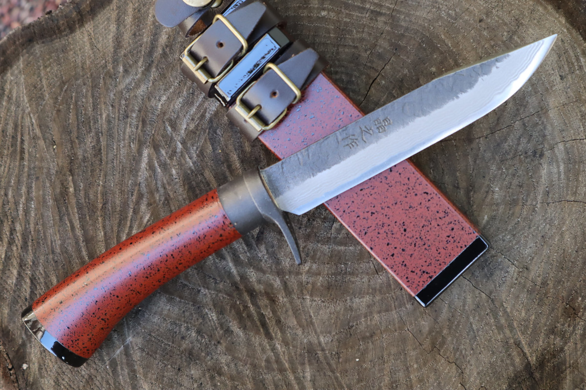 Masano Toyokuni TKA-004 Urusi 4.9" Red Fixed Blade Damascus Hunting Knife