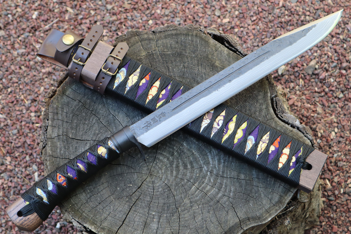 Masano Toyokuni TKA-015 Mai 11.81" Damascus Fixed Blade Short Sword Knife