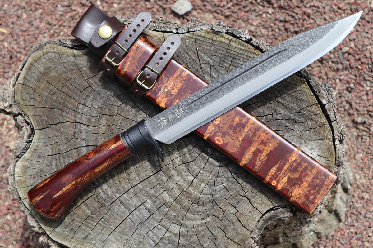 Masano Toyokuni TKA-016 Sakura 8.26" Damascus Fixed Hunting Camp Knife