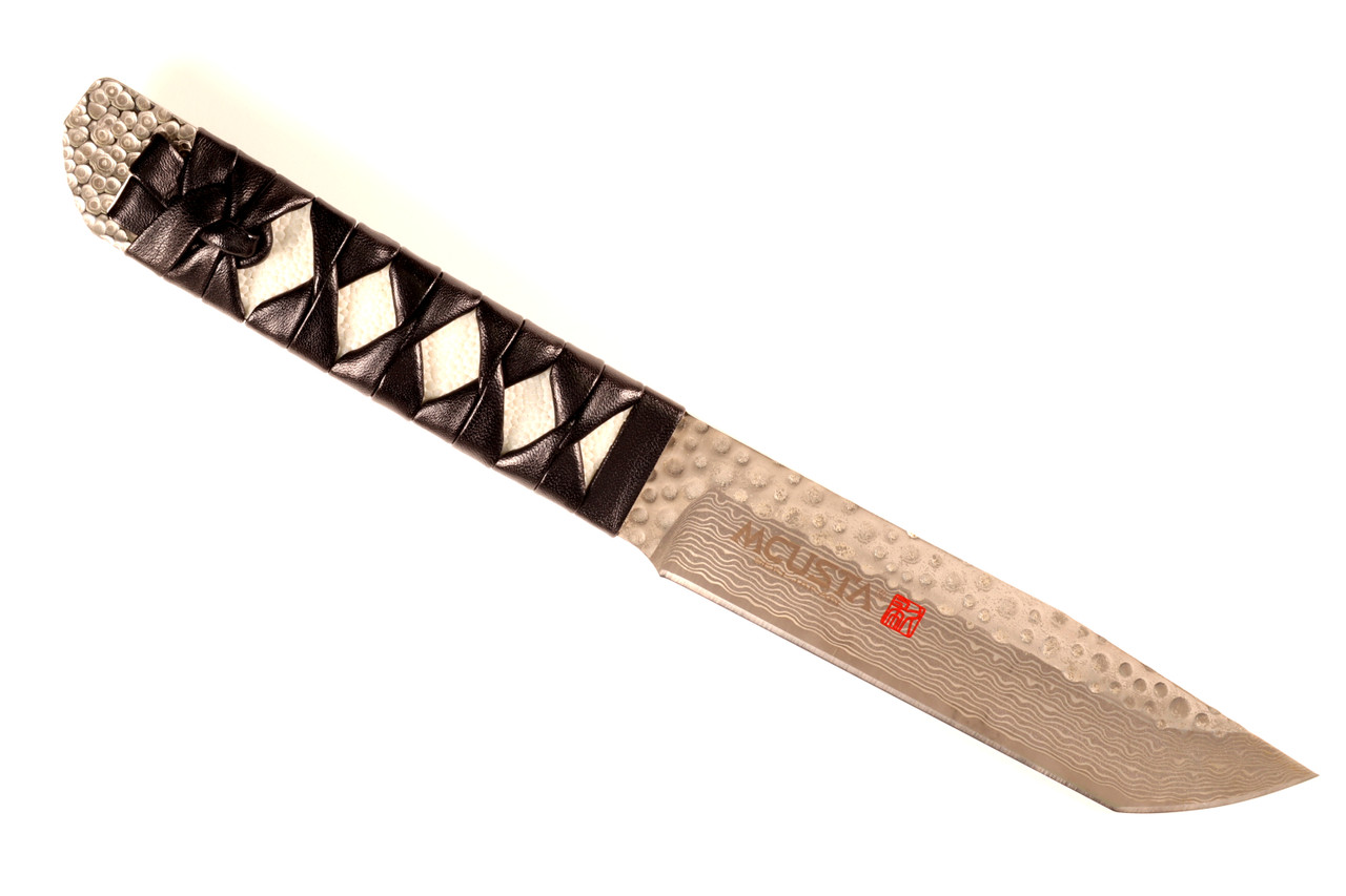 Mcusta MC-242GD Damascus SPG2 Core Leather/Stingray 10.5" Fixed Blade Tanto Knife