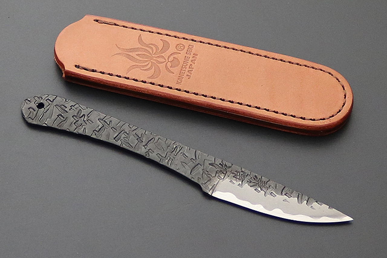 Kanetsune KB-421 Hayashi White Steel 65mm One-Piece Field Knife Rough Hammered Finish