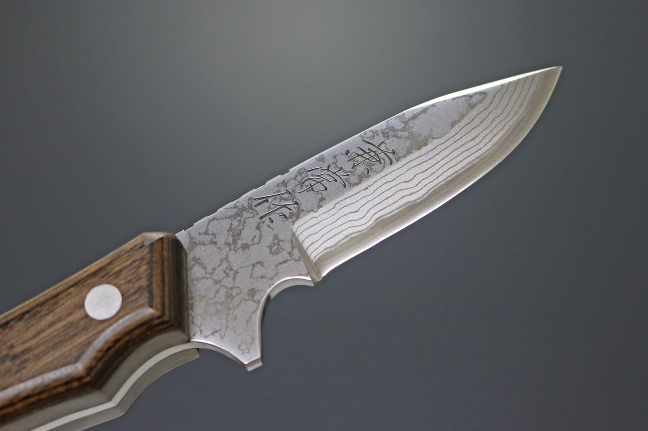Kanetsune KB-269 Seseragi 2 Drop Damascus Blue Steel 70mm Field Knife