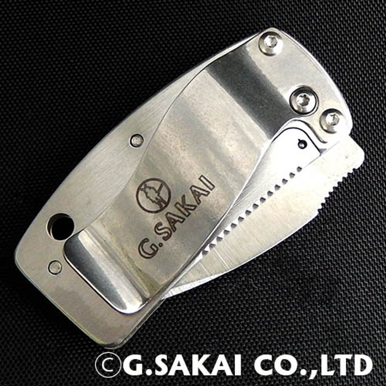 G. Sakai 11192 Engravable Stainless Skull Money Clip Folding Pocket Knife