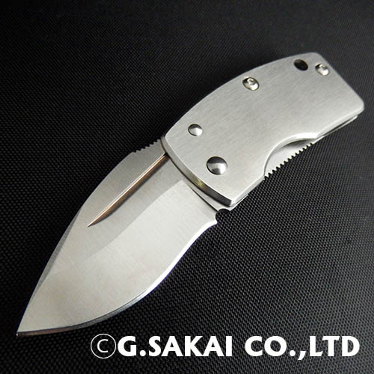 G. Sakai 11192 Engravable Stainless Skull Money Clip Folding Pocket Knife