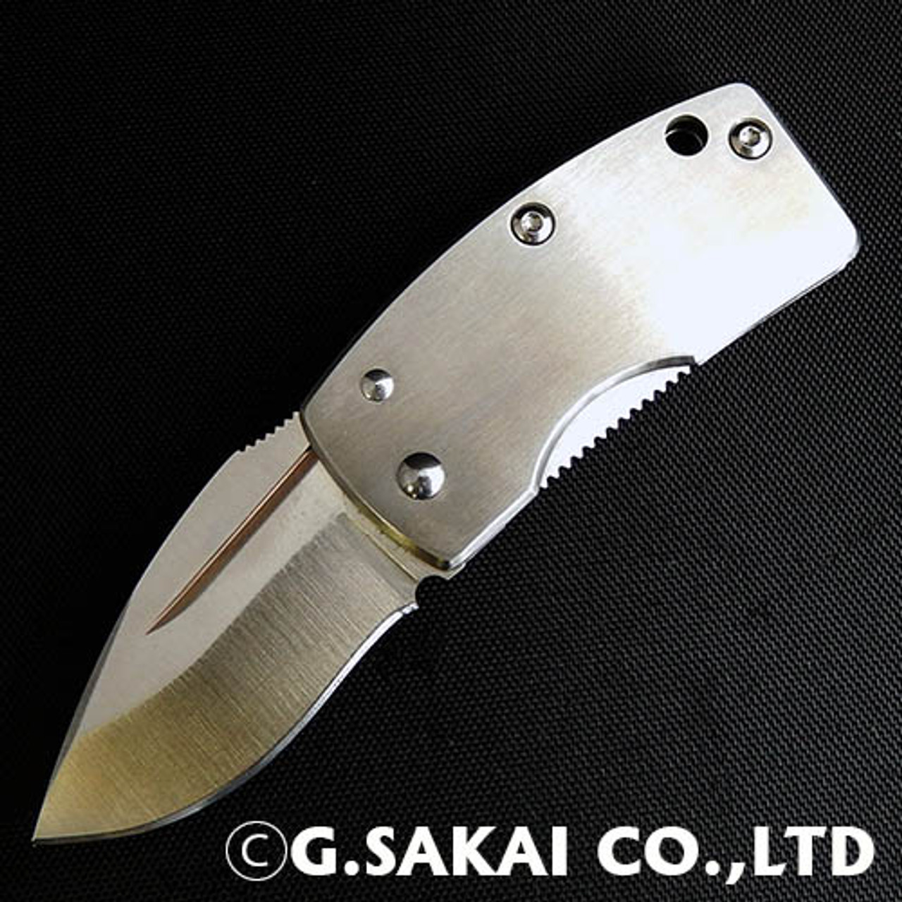 G. Sakai 11192 Engravable Stainless Skull Money Clip Folding Pocket Knife