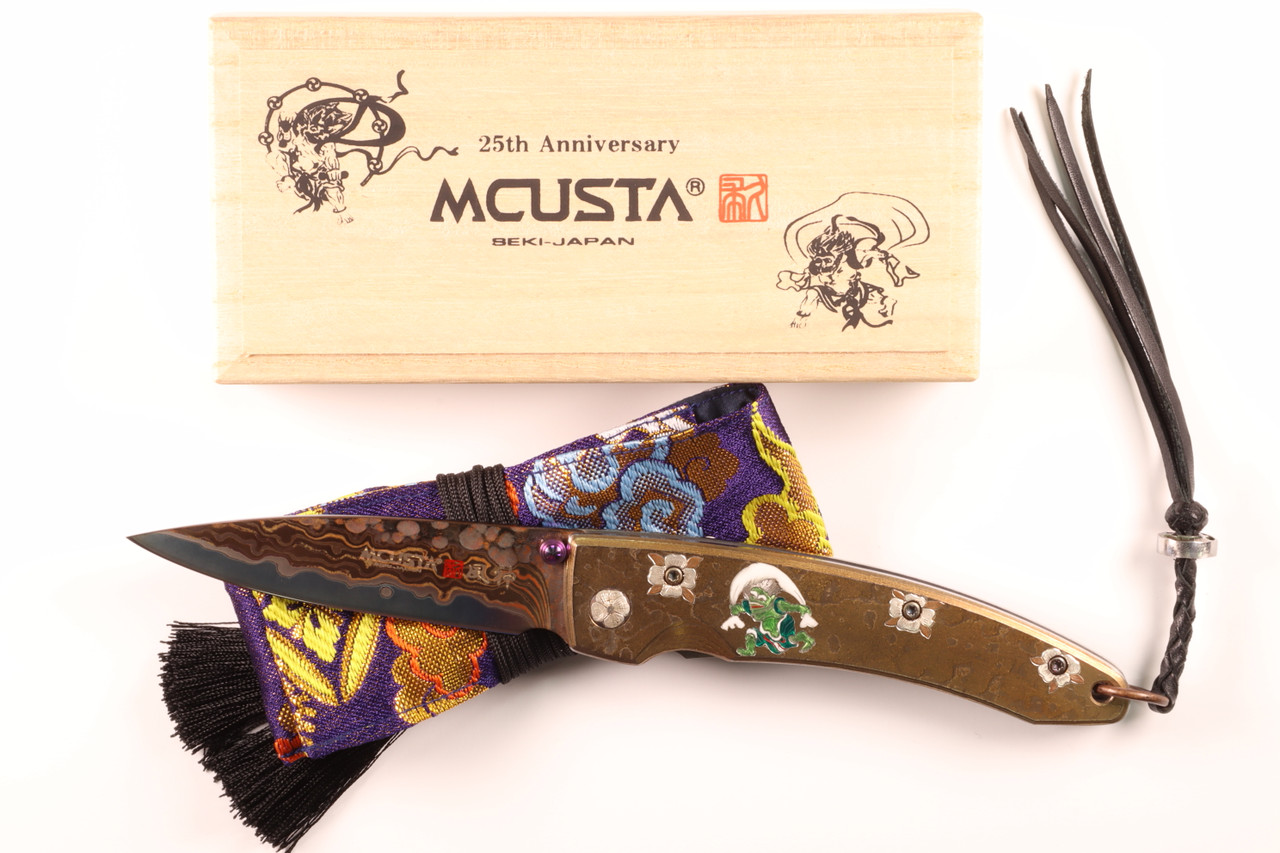 MC-114RD-F Fujin 25th Anniversary Forge Tsuchi Damascus Stainless Framelock Folding knife