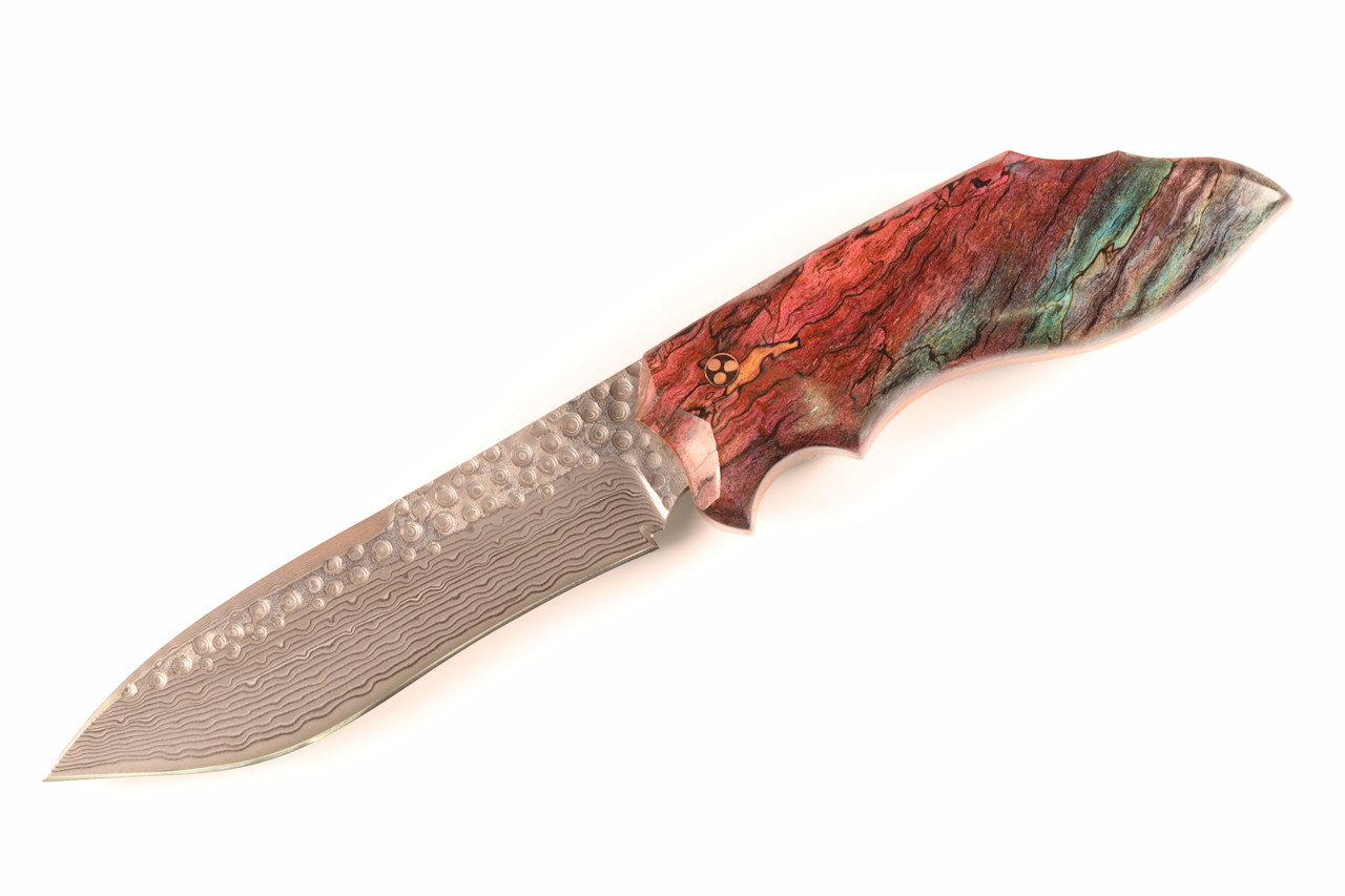 LMC-024-BS2 Custom Burlwood Handle Fixed Damascus Blade Knife