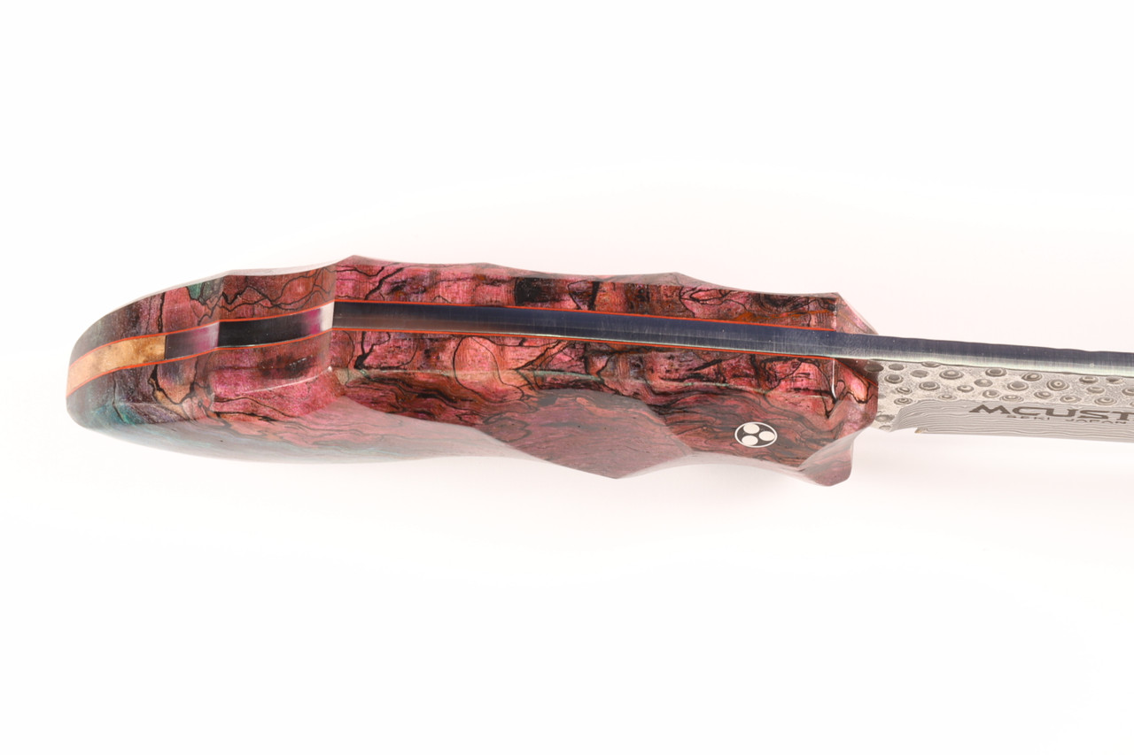 LMC-024-BS2 Custom Burlwood Handle Fixed Damascus Blade Knife