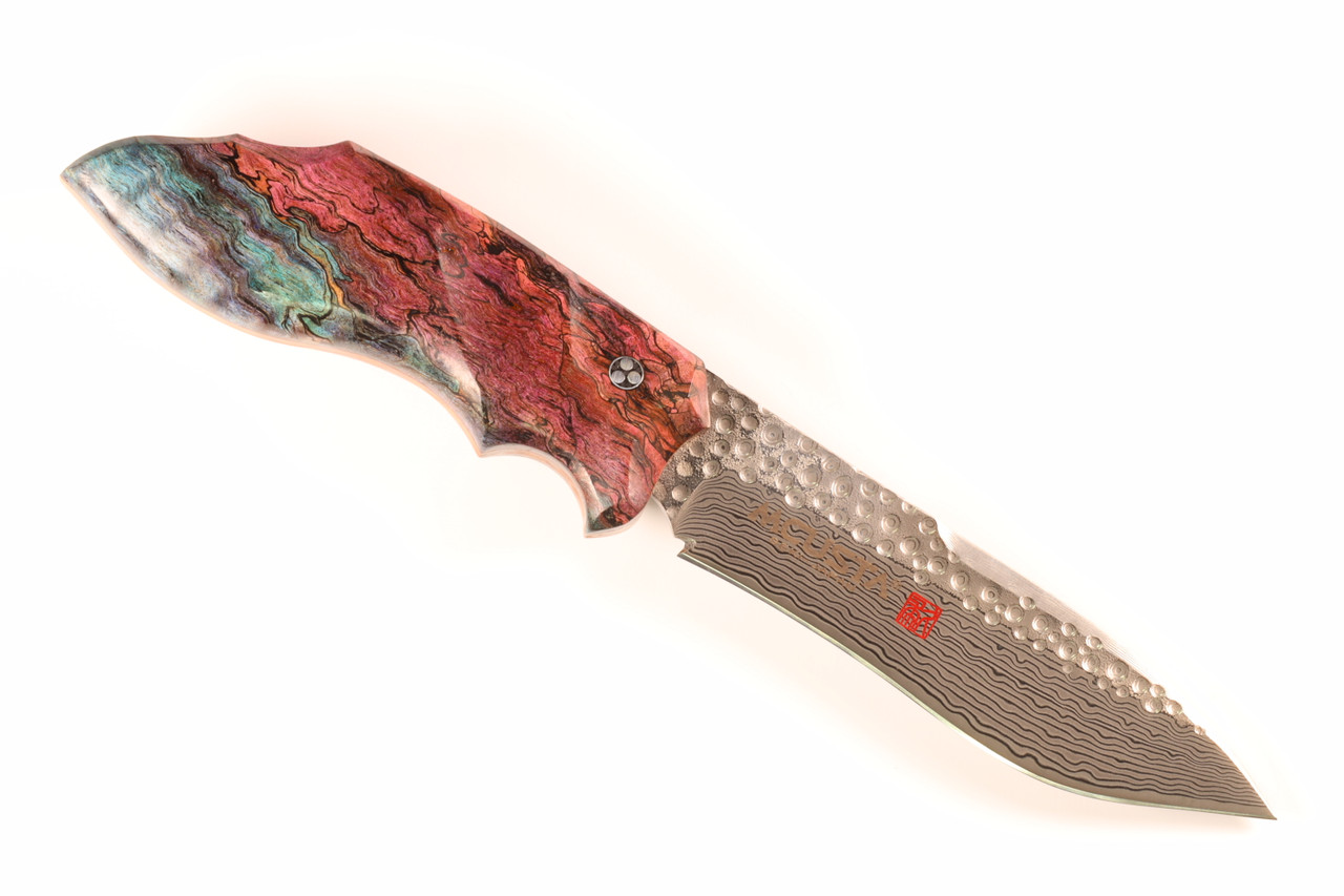 LMC-024-BS2 Custom Burlwood Handle Fixed Damascus Blade Knife