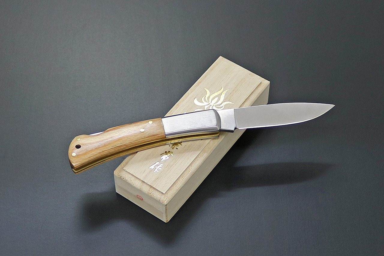 Kanetsune Seki Japan Kaico-Tou White/Brown KB-510 AUS-8 Folding Lockback Pocket Knife