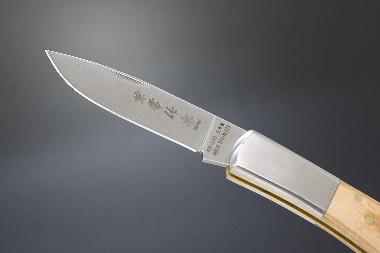 Kanetsune Seki Japan Kaico-Tou White/Brown KB-510 AUS-8 Folding Lockback Pocket Knife