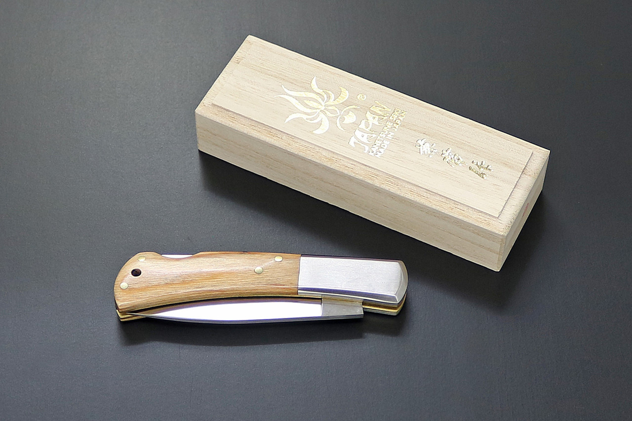Kanetsune Seki Japan Kaico-Tou White/Brown KB-510 AUS-8 Folding Lockback Pocket Knife