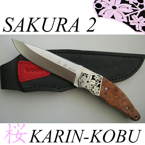 G. Sakai 11431 Sakura-2 Karin-Kobu VG-10 Core San Mai 9" Fixed Blade Knife
