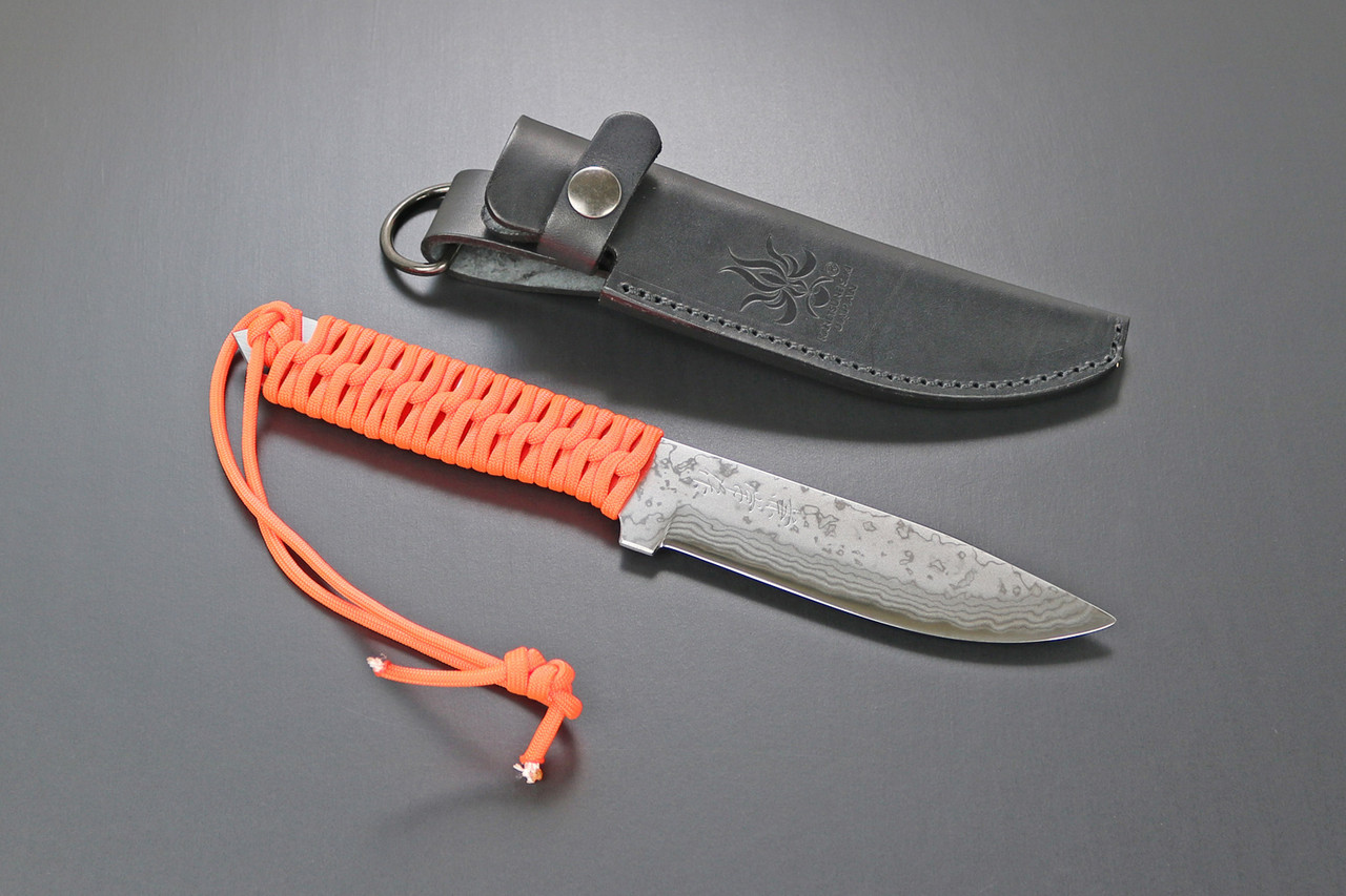 Kanetsune Seki Japan KB-291 Karasu Blue Steel 125mm Paracord Hunting Field Knife