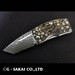 G. Sakai 11613 Ukimon Sakura Damascus Tanto Money Clip Folding Pocket Knife