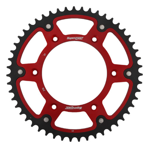 Supersprox - Red Stealth sprocket, 51T, Chain Size 520, RST-210-51-RED