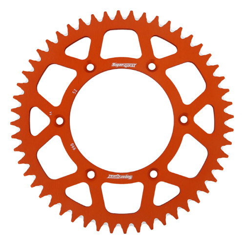 Supersprox Orange Aluminum Sprocket, 52T, Chain Size 520, RAL-990-52-ORG