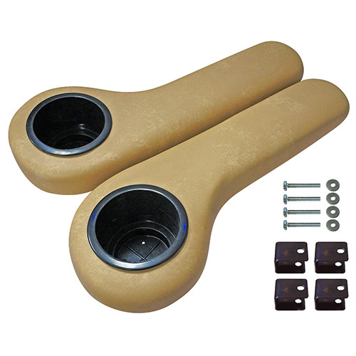 Arm Rest with Cup Holder Set Vinyl matches rear seat colors, Tan; SEAT-695-T