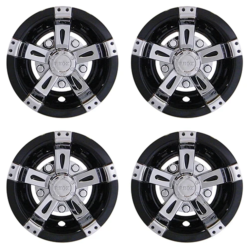 Wheel Cover Set 8" Vegas Chrome/Black, Set of 4 Golf Carts; CAP-0048-4