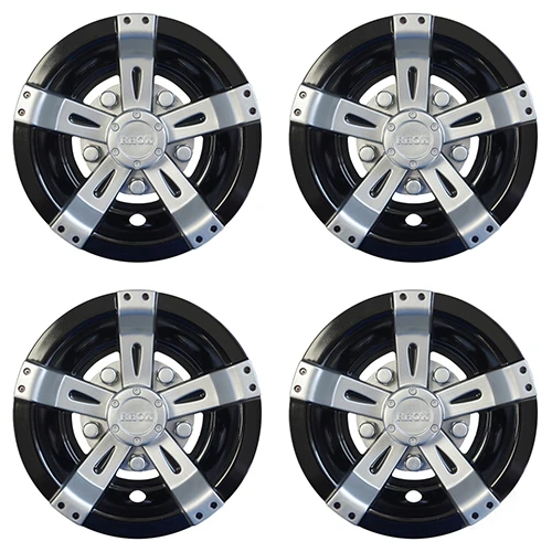 Wheel Cover Set of 4, 8" Vegas Silver Metallic with Black Golf Carts; CAP-0053-4