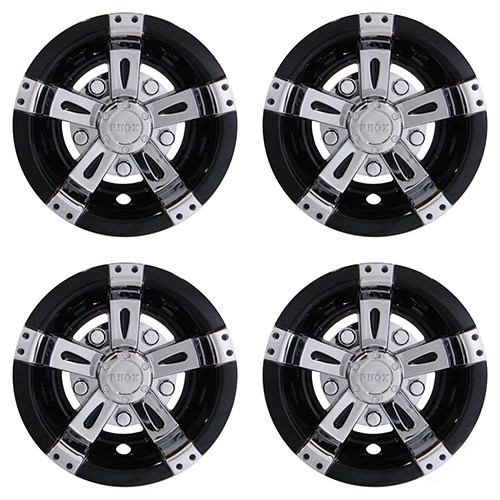 Wheel Cover Set Chrome Finish, Black Golf Carts; CAP-0050-4