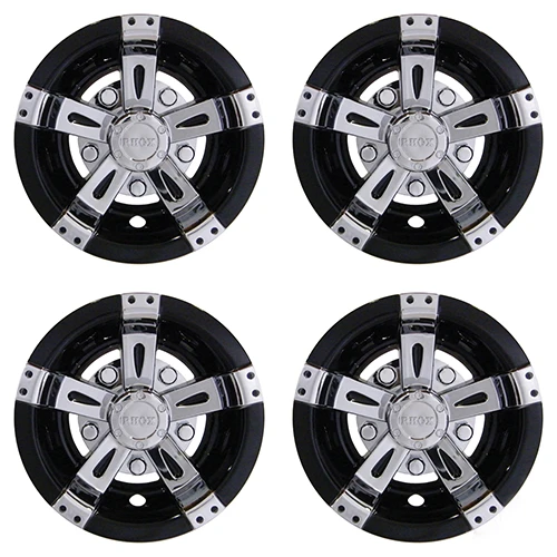 Wheel Cover Set Chrome Finish, Black Golf Carts; CAP-0050-4