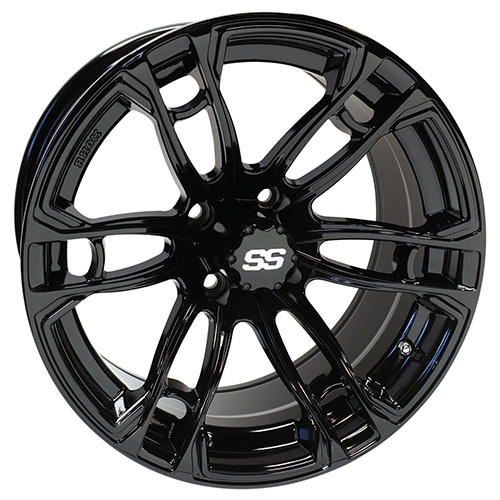 Wheel Gloss Black, 15x7 ET-25 Golf Carts; TIR-RX398-B