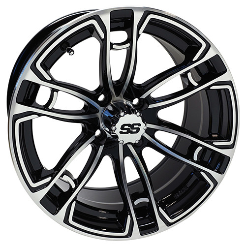 Wheel Machined Gloss Black, 15x7 ET-25 Golf Carts; TIR-RX398
